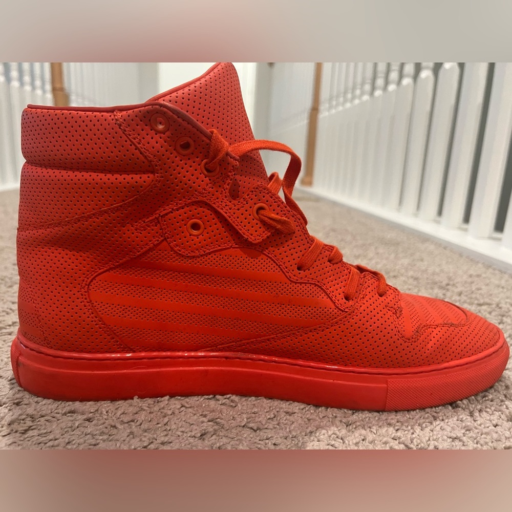 Balenciaga Red High Top Leather Sneaker
